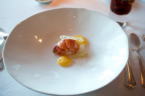 Butter Poached Sous-Vide Nova Scotia Lobster with super-sized garnishing